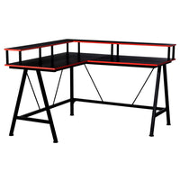 
              HOMCOM L-Shape Corner Gaming Desk Shelf Workstation Black Red 140 x 130 x 93cm
            