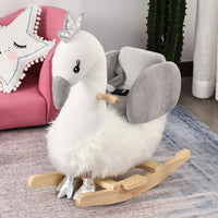 
              HOMCOM Cute Kids Ride-On Rocking Swan with Sound Handlebars Seat Belt Plush Body
            