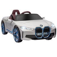 BMW i4 Licensed 12V Kids Electric Ride-On Car with Remote Control WHITE