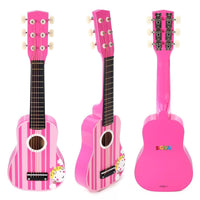 SOKA Wooden Pink Stripe Striped Pink Princess Guitar Children Girls Instrument