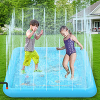 SOKA 168cm Square Inflatable Sprinkler Splash Pad Play Mat Water Pool Summer Toy BLUE