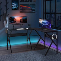 
              HOMCOM Corner Gaming Desk for Home Office with Monitor Stand Cup Holder Headphone Hook
            