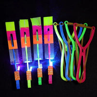 
              10/20/50pcs Amazing Light Toy Arrow Rocket Helicopter Flying Toy LED Light Toys Party Fun Gift Rubber Band Catapult
            