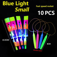 1/3/5/10/20/50/100pcs Amazing Light Toy Arrow Rocket Helicopter Flying Toy LED Light Toys Party Fun Gift Rubber Band Catapult