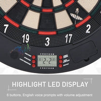 
              HOMCOM Electronic Dartboard Set 26 Games and 185 Variations with 6 Darts and Cabinet to Storage Multi-Game Option Ready-to-Play
            