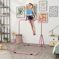 
              HOMCOM Kids Gymnastic Bar with Adjustable Height Foldable Training Bar Pink
            