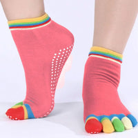 
              Non Slip Skid Pilates Yoga Socks Anti-Slip Full Toe with Grips Cotton[Pink]
            