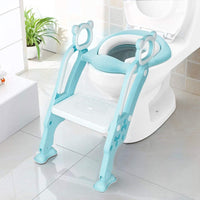 KEPLIN Toddler Toilet Training Seat Ladder with Sturdy Non-Slip Wide Step and Soft Cushion Blue