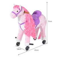 HOMCOM Child Mechanical Walking Ride on Horse Toy Plush Walk Pony Sound