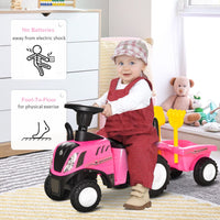 HOMCOM Ride On Tractor Toddler Walker Sliding Car with Horn No Power PINK