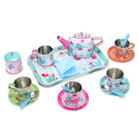 SOKA 18 Pcs Llama Metal Tin Kids Teapot Tea Party Set Carry Case Toy Pretend Role Play ‎3 years and up