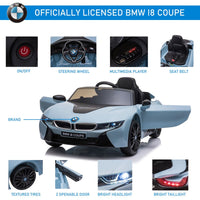 Licensed BMW I8 Coupe Kids Ride-On Car 6V with Remote Lights Horn Music