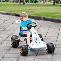 HOMCOM Childs Pedal Go Kart Manual Car Brake Gears Steering Wheel Seat Blue