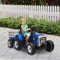 
              HOMCOM Ride on Tractor with Detachable Trailer Remote Control Music Blue
            