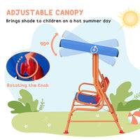 Outsunny 2 Seater Kids Swing Chair Cowboy Themed with Adjustable Canopy