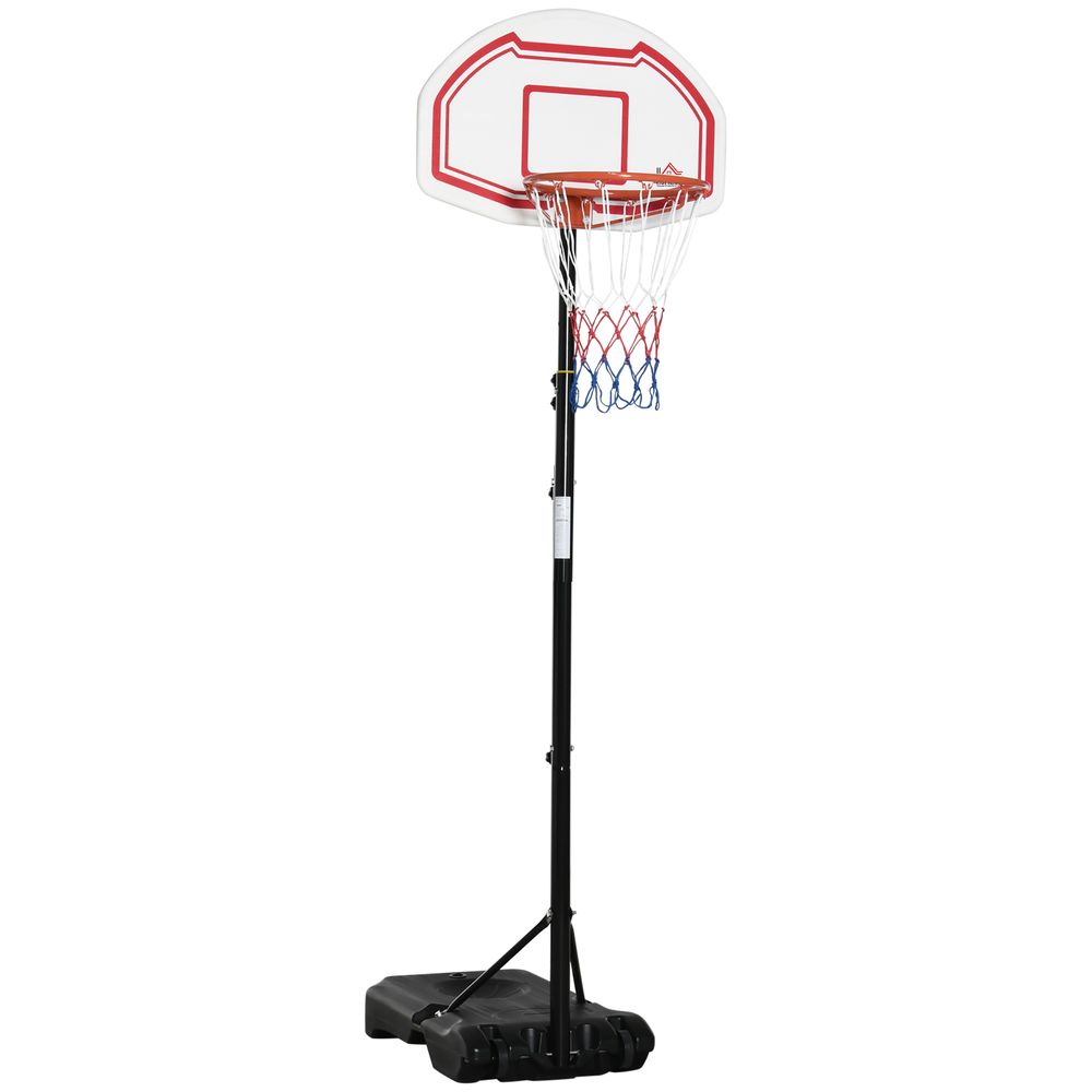 HOMCOM Outdoor Adjustable Basketball Hoop Stand with Wheels Stable Base 258-314cm