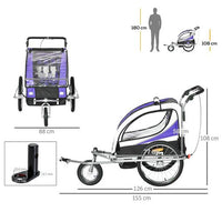 
              Child Bike Trailer Baby Bicycle Trailer for 2 Kids 360�� Rotatable LED
            