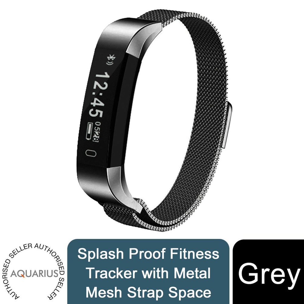 Aquarius AQ115 Splash proof Fitness Tracker with Metal Mesh Strap, Space Grey