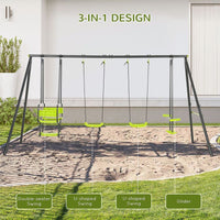 Outsunny Garden Swing Set with Double Swings Glider Swing Seats for Outdoor