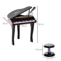 
              HOMCOM 37 Key Musical Mini Piano Electronic Keyboard Microphone Stool BLACK
            