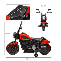 HOMCOM 6V Electric Motorbike with Training Wheels Toddler One-Button Start RED