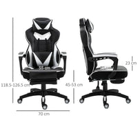 
              Vinsetto Gaming Chair Ergonomic Reclining with Manual Footrest Wheels Stylish Office White
            