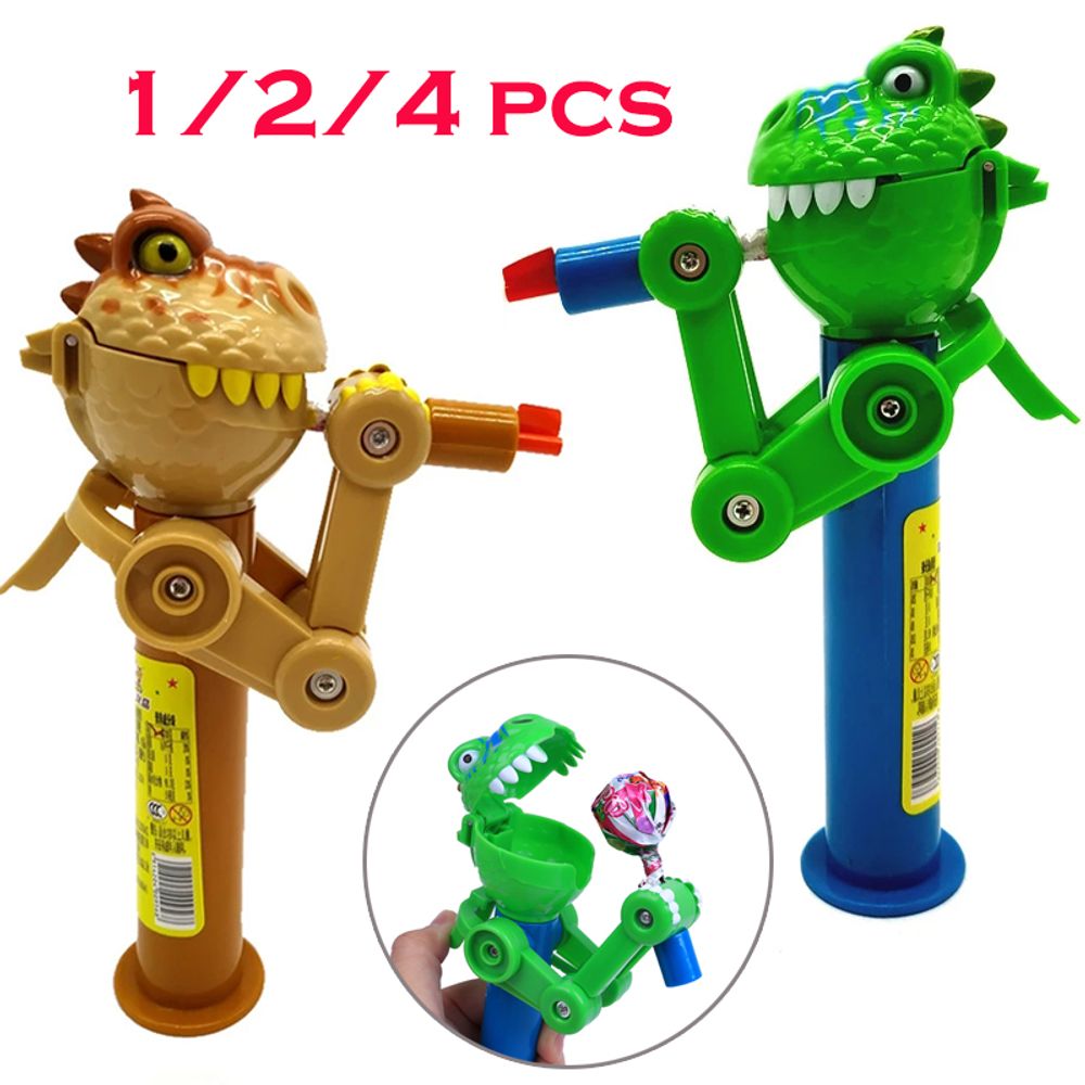 1/2/4 PCS Creative Lollipop Robot Holder Dinosaur Eat Lollipop Pop Ups Case Candy Storage Cool Decompression Toy Gifts for Kids