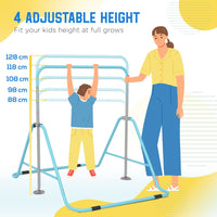
              HOMCOM Kids Gymnastic Bar with Adjustable Height Foldable Training Bar Blue
            
