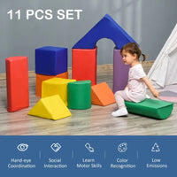 HOMCOM 11 Pcs Kids Soft Foam Puzzle Play Blocks Set Learning Toddler Activity Fun Toy