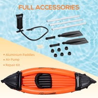 Outsunny Inflatable Kayak 1-Person Inflatable Boat Inflatable Canoe Set