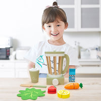 Teamson Kids Wooden Blender Toy Play Kitchen Accessories 13 Pc Green TK-W00008