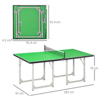 
              Table Tennis Mini Ping Pong Foldable with Net Game Steel 182cm Indoor GREEN
            
