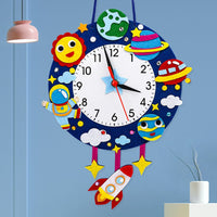 
              Kids DIY Cartoon Wall Clock Toys Non-woven Cloth Children Cognition Clocks Kindergarten Teaching Aid Toys Children's Gifts
            