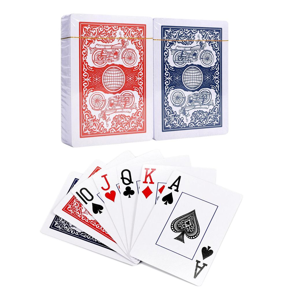 Traditional Motorbike Poker Casino Plastic Coated Playing Cards Decks (2 / 4  / 6 / 12)