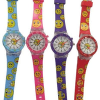 Kids Multifunctional Luminescent Quartz Happy Face PU Strap Assorted Watch