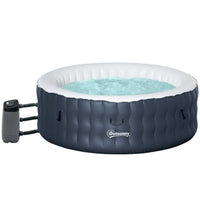 Outsunny Round Inflatable Hot Tub Bubble Spa Pool 4-6 Person with Pump Cover DARK BLUE