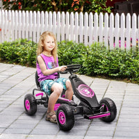 HOMCOM Children Pedal Go Kart with Adjustable Seat Rubber Wheels Brake PINK