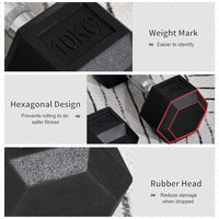 
              Hexagonal Dumbbells Kit Weight Lifting Exercise for Home Fitness 2x10kg
            