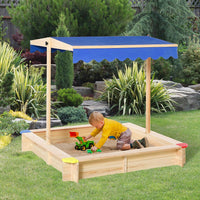 
              Outsunny Kids Wooden Cabana Sandbox Children Outdoor Playset with Bench Canopy
            