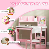 
              ZONEKIZ Kids Desk and Chair Set with Storage for 5-8 Years Pink
            