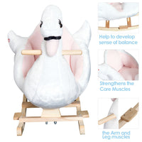 HOMCOM Kids Rocking Horse Ride On Swan Toy with Music Safety Seat for Toddler