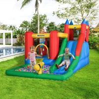 Outsunny Kids Bouncy Castle with Slide Water Pool Climbing Wall & Trampoline