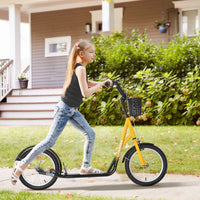 HOMCOM Kids Kick Scooter Teen Ride On Adjustable Children Scooter with Brakes YELLOW