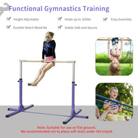 HOMCOM 95-145 Hcm Professional Gymnastics Horizontal Bar For Kids Home Gym Fitness PURPLE