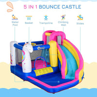 Outsunny 5 in 1 Bouncy Castle for Children with Blower for Ages 3-8 Years