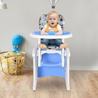 HOMCOM 3-in-1 Convertible Baby High Chair Booster Seat with Removable Tray Blue