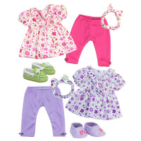 
              Sophia's 8 Piece Floral Baby Dolls Clothes Set with Doll Shoes Doll Dress with Leggings
            