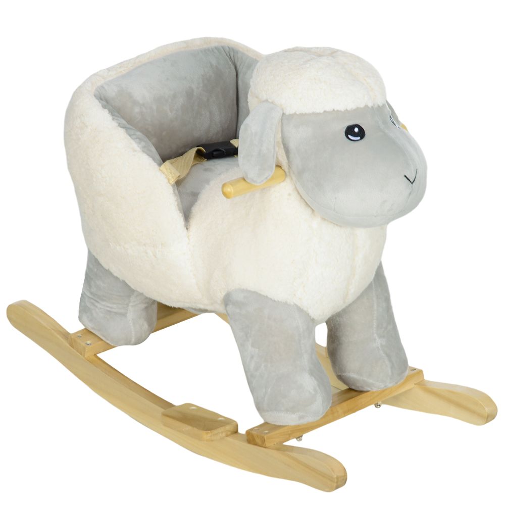 AIYAPLAY Baby Rocking Horse with Safety Belt, Sound, for 1-3 Years, Grey