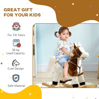 HOMCOM Rocking Horse with Music Sound Ride On Horse with Saddle for 3-6 Years