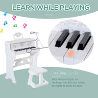 
              HOMCOM 37 Key Kids Battery Keyboard Mini Grand Piano Stool Microphone Musical Toy
            